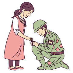 A sister tying a rakhi to her soldier brother for raksha bandhan festival
