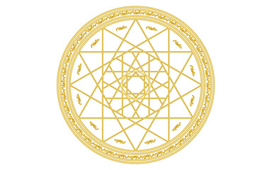 魔法陣、魔法使いのイメージ素材。金色風。