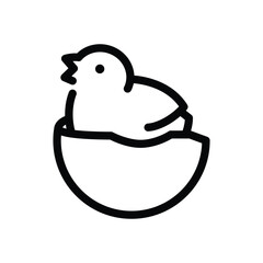 chick with half of egg outline icon vector design good for web or mobile app