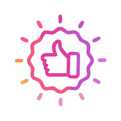 Thumb up icon with a colorful badge, representing approval and satisfaction