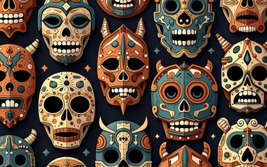 Steampunk Tribal Fusion Mask Pattern. High quality