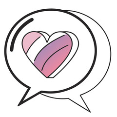 Heart in a chat bubble isolated on white background conveys love and connection