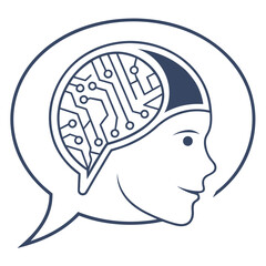 Artificial intelligence concept with circuit board brain isolated on white background