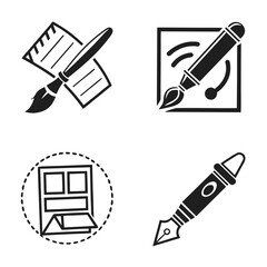 Illustration of drawing and writing tools isolated on white background