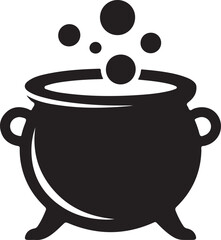 Cauldron with bubbles silhouette vector illustration design