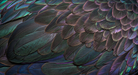 Obraz premium Close up of iridescent peacock feathers showcasing vibrant colors