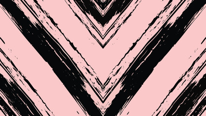 Abstract brush stroke pattern featuring black chevron shapes on a light pink colored background design