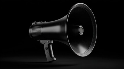 Black megaphone on dark background