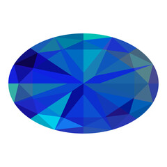 きらめくカラフルな宝石のイラストレーション（バリエーションあり）｜ブルーサファイヤ、楕円