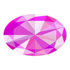 きらめくカラフルな宝石のイラストレーション（バリエーションあり）｜ピンクトルマリン、楕円