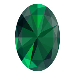 きらめくカラフルな宝石のイラストレーション（バリエーションあり）｜エメラルド、楕円