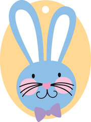 Adorable Pastel Easter Bunny Gift Tag:  Cute, Flat Design, Springtime Theme