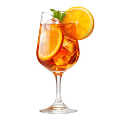 Refreshing Aperol Spritz with Orange Slices isolated on a white background