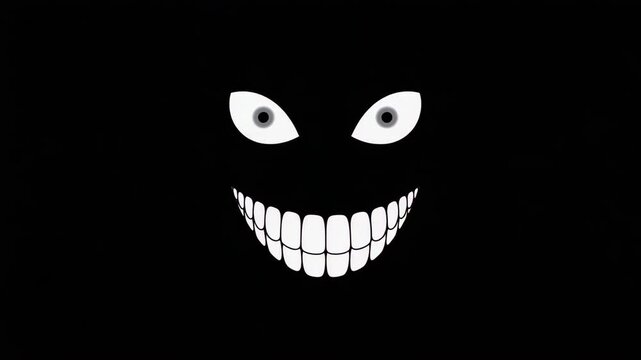 Evil Face Silhouette with White Eyes