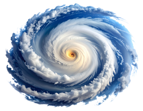 3D Spinning Hurricane Cyclone Illustration, isolated on a transparent background.