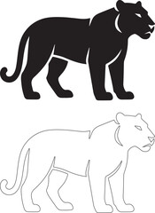  Lion Silhouette Set Black and White Outlines