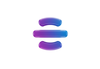 3D Illustration Abstract Symbol Design With Blue Purple Gradient on Black Background