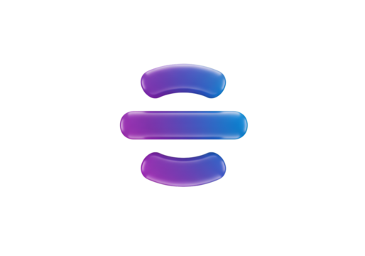 3D Illustration Abstract Symbol Design With Blue Purple Gradient on Black Background
