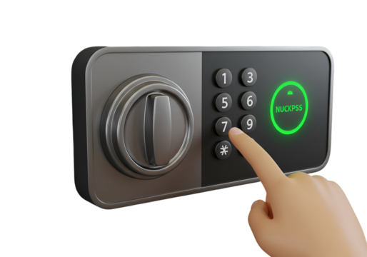3D Illustration Of A Hand Touching A Safe Keypad Digital Access - Powered by Adobe