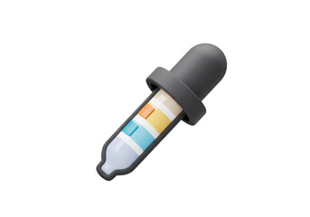 3D Illustration of Dropper with Colorful Liquid Inside on Transparent Background