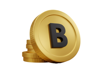 3D Illustration Of Gold Bitcoin Coin Stack Isolated on Transparent Background