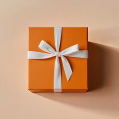 Orange Gift Box Tied with a Crisp White Bow