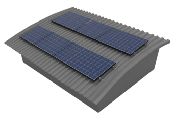 3D Illustration of Solar Panels on a Metallic Roof with Transparent Background