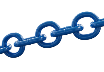 3D Render of a Blue Metallic Chain Isolated on a Transparent Background