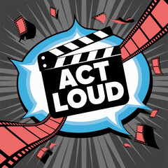 Dynamic comic style movie production scene with clapperboard and film reel elements expressing excitement and action vector © Iconhub