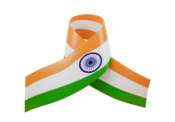 3D Render of Indian Flag Ribbon on Black Background Illustration