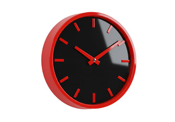 3D Render of Red and Black Clock Isolated on Transparent Background