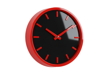 3D Render of Red and Black Clock Isolated on Transparent Background