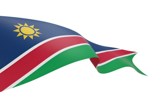 3D Render Of The Namibian Flag Waving In A Transparent Background