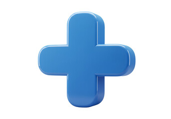 Obraz premium 3D Rendered Blue Plus Sign Isolated on Transparent Background