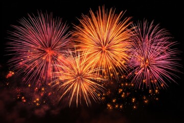 Festive Fireworks Display Illuminating the Night Sky, Celebrating Special Occasions and National Holidays