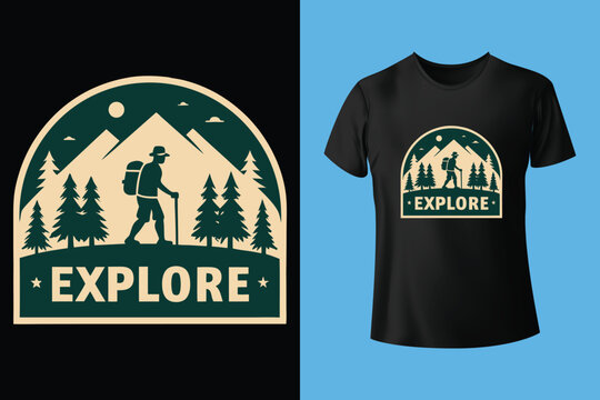 Hiking mountain calligraphy typography design template for t shirts . Hiking calligraphy artworks hand-drawn . Hiking typography t shirt design . Mountain typography t-shirt design . Mountain design