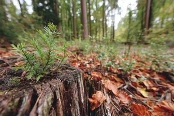 Obraz premium Forest floor with young growth