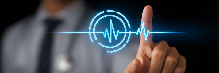 Healthcare Doctor Technology Finger Pulse Heartbeat Medical Monitoring Biometric Wellness Checkup Innovation Patient Analysis Touch Digital Diagnostics Safety Power Professional