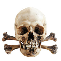 Gritty Skull and Crossbones Isolated on Transparent Background Death Concept