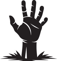 Zombie hand from grave silhouette vector illustration design