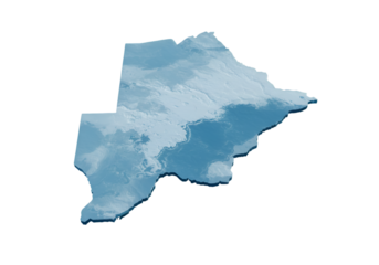 Blue Botswana Map Isolated On A Transparent Background Digital 3D Illustration