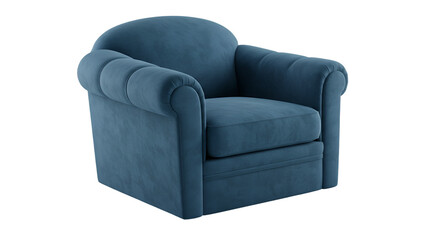 Blue Armchair Isolated On Transparent Background A 3D Illustration