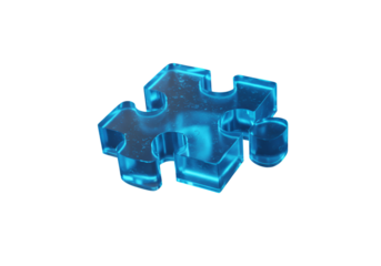 Blue Neon Puzzle Piece Illustration On A Black Isolated Background