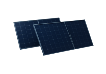 Blue Solar Panels 3D Illustration Against Isolated Dark Background