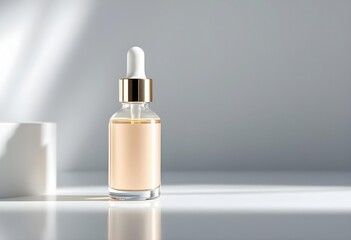 Clear Glass Serum Bottle with Gold Cap – Elegant Skincare Packaging