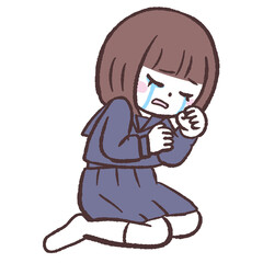 	泣いている女子学生のイラスト