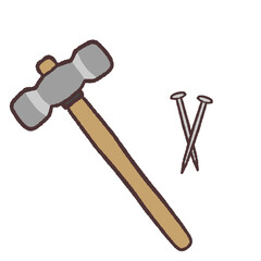 	金づちと釘のイラスト