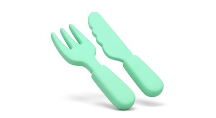 Adorable Mint Green Toddler Fork and Knife Set for Little Hands