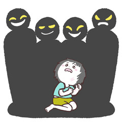 虐待におびえる子供のイラスト