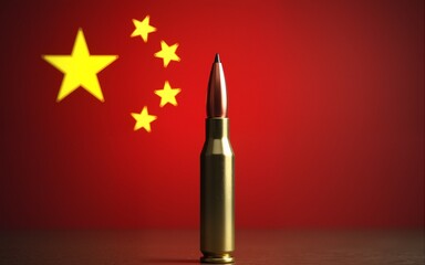 Bullet with china flag. Concept of Criminal,crime,corruption. High quality